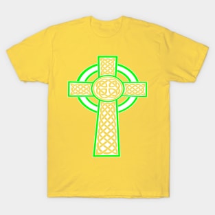 St Patrick's Day Celtic Cross White and Green T-Shirt